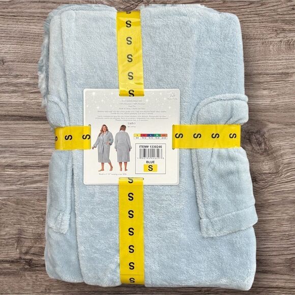 Midnight by Carole Hochman Blue Plush Shawl Robe Intimates Wrap Robe Small - Picture 2 of 5